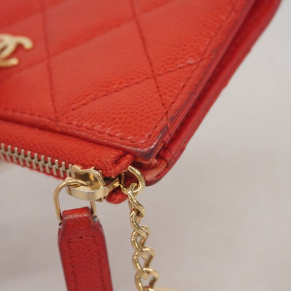Chanel Coin Case Matelasse Caviar Skin Red Chien Pan Gold Hardware Women