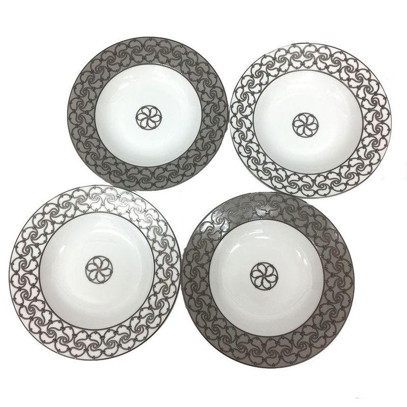Sale Hermes Fil D'argent Fil D'argent Soup Plates Set Of 4 Medium Plates Pasta