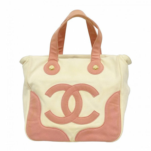 Chanel Tote Bag Marshmallow Canvas White Pink Gold Hardware Women's