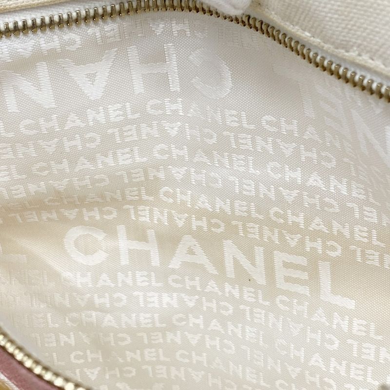 Chanel Tote Bag Marshmallow Canvas White Pink Gold Hardware Women's