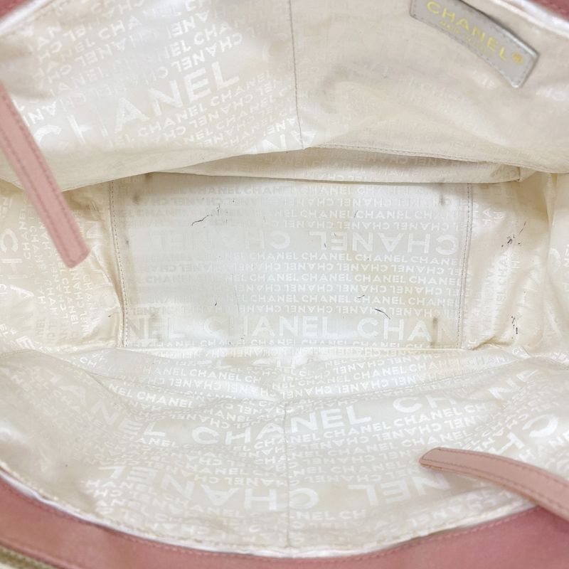 Chanel Tote Bag Marshmallow Canvas White Pink Gold Hardware Women's