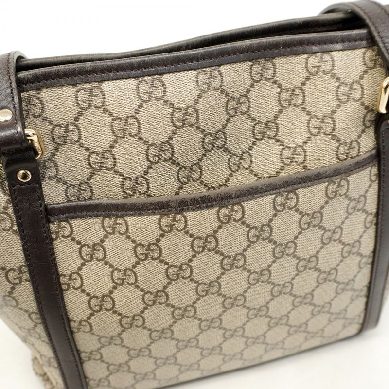 Gucci Tote Bag GG Supreme 388929 PVC Brown Chien Pan Gold Hardware 2way Bag
