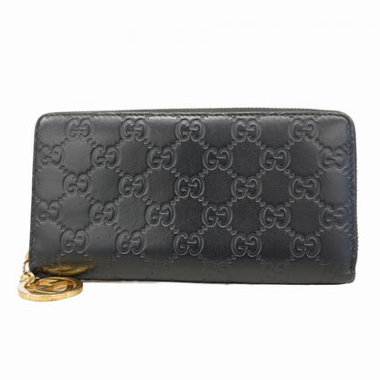 Guccissima 409342 Leather Black Gold Hardware Women Long Wallet
