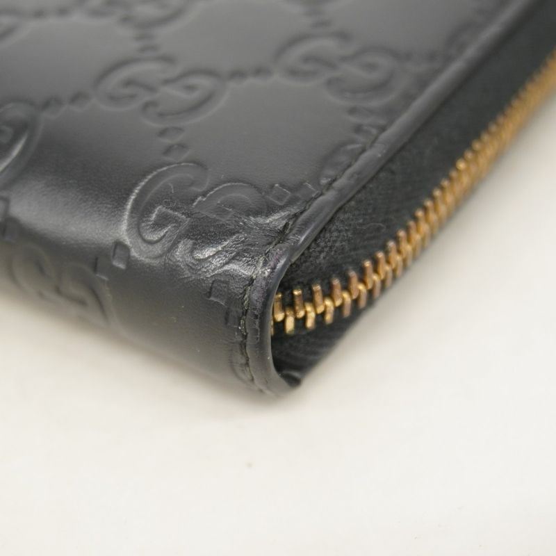 Guccissima 409342 Leather Black Gold Hardware Women Long Wallet