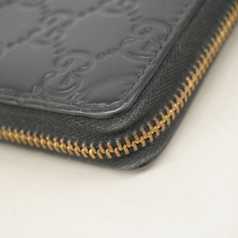 Guccissima 409342 Leather Black Gold Hardware Women Long Wallet