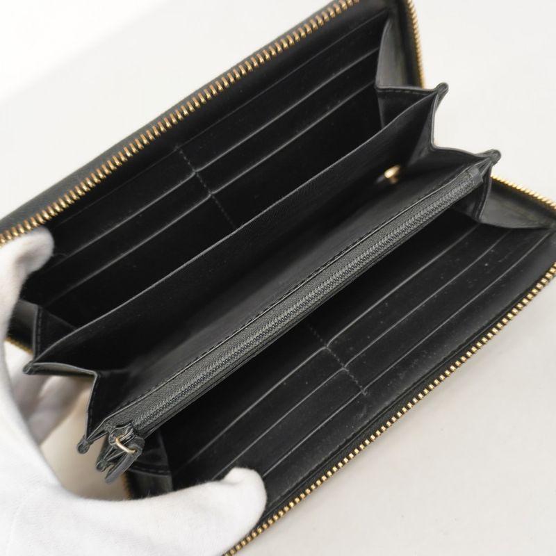 Guccissima 409342 Leather Black Gold Hardware Women Long Wallet