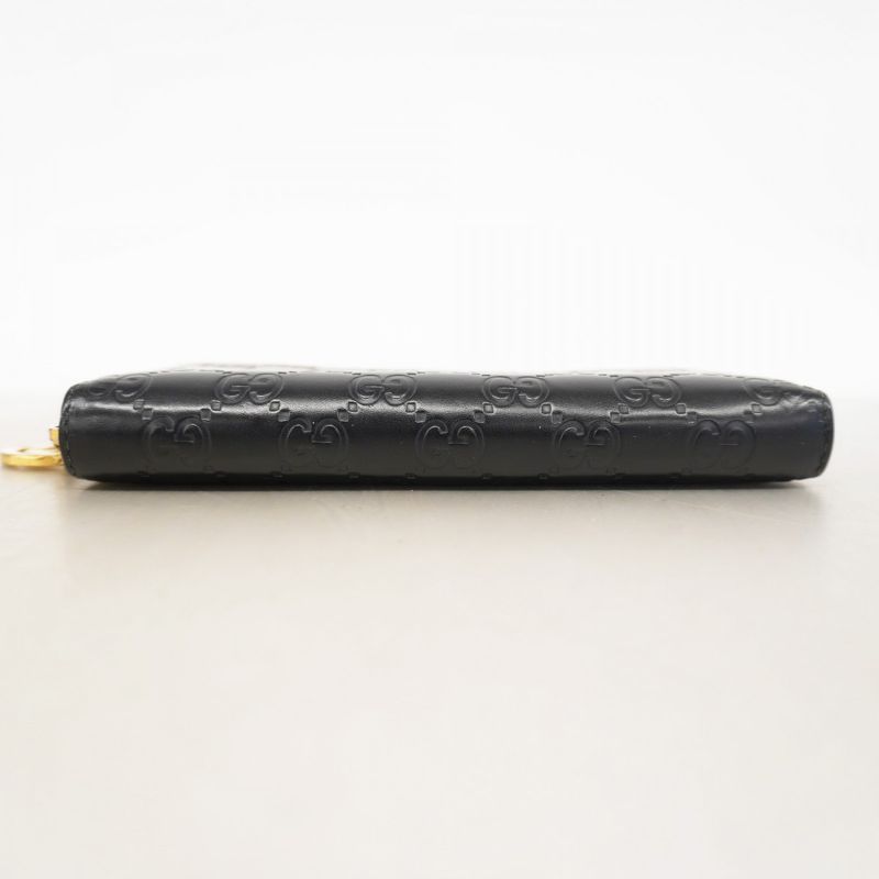 Guccissima 409342 Leather Black Gold Hardware Women Long Wallet