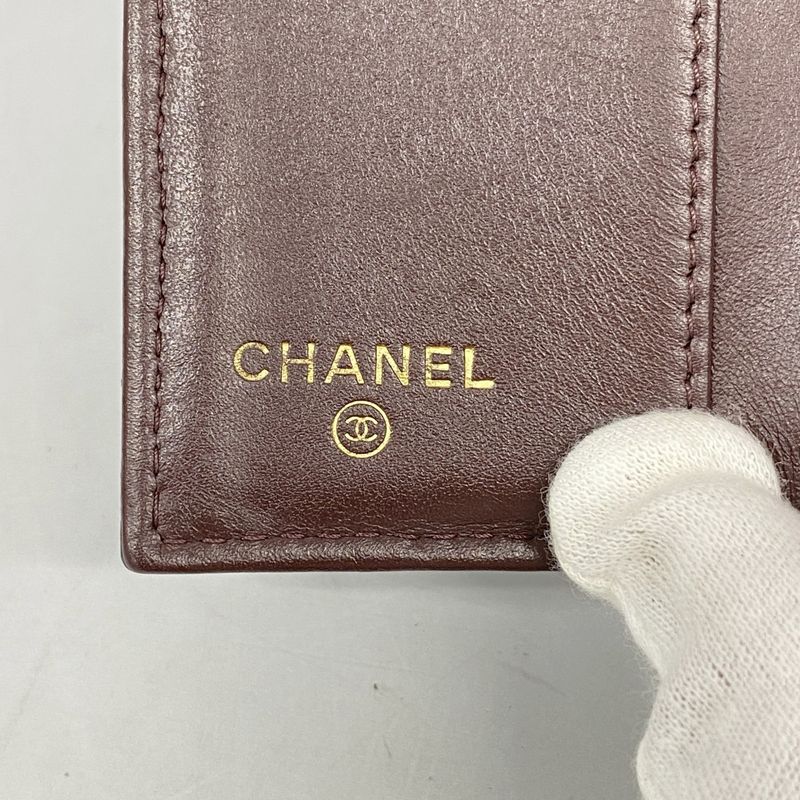 Chanel Trifold Wallet Matelasse Caviar Skin Black Gold Hardware Women