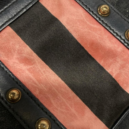 Gucci Handbag GG Pattern 129423 Black And Pink Bamboo Chain