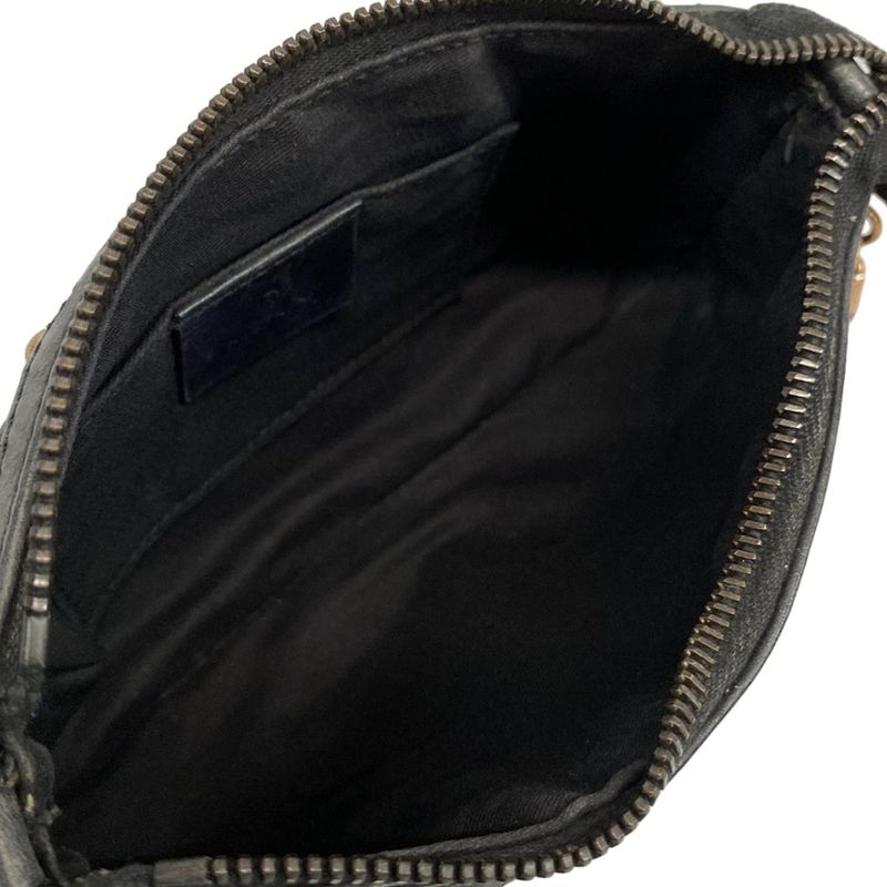 Gucci Handbag GG Pattern 129423 Black And Pink Bamboo Chain