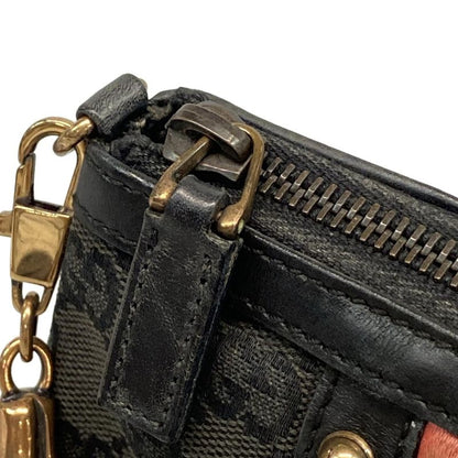 Gucci Handbag GG Pattern 129423 Black And Pink Bamboo Chain