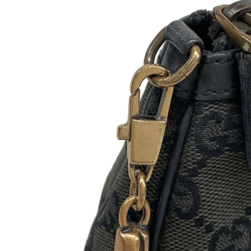 Gucci Handbag GG Pattern 129423 Black And Pink Bamboo Chain