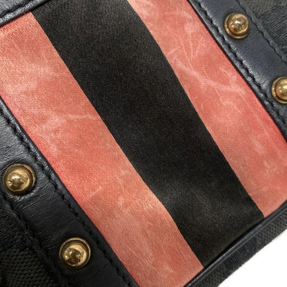 Gucci Handbag GG Pattern 129423 Black And Pink Bamboo Chain