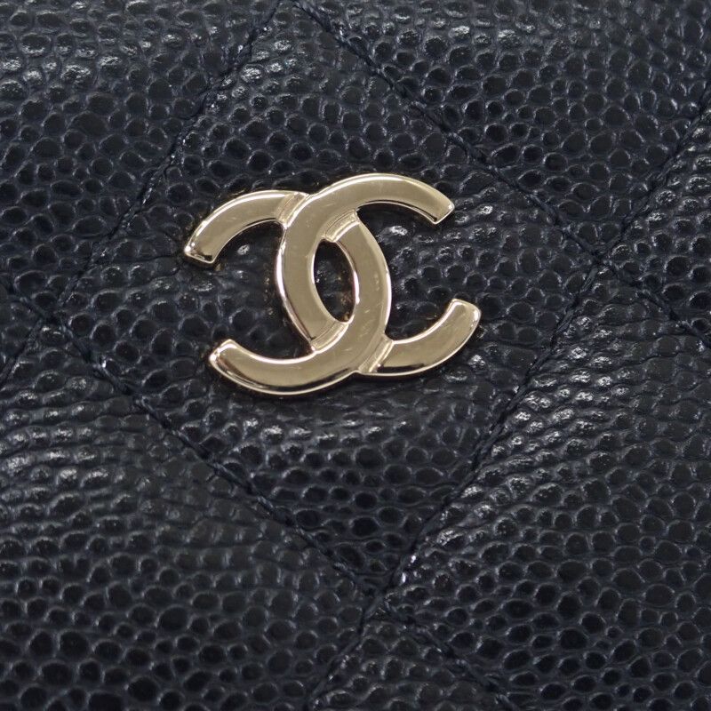 Chanel Classic Zip Coin Purse Ap2061 Coin Case Caviar Skin Black Gold Hardware