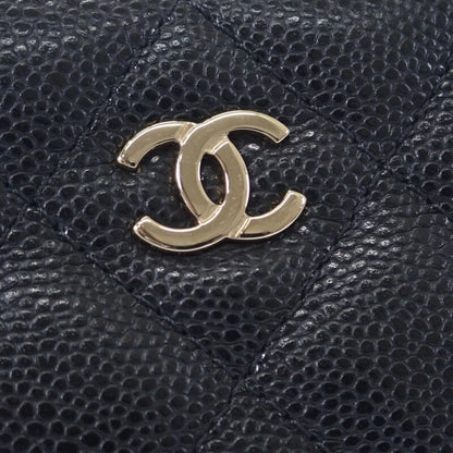 Chanel Classic Zip Coin Purse Ap2061 Coin Case Caviar Skin Black Gold Hardware