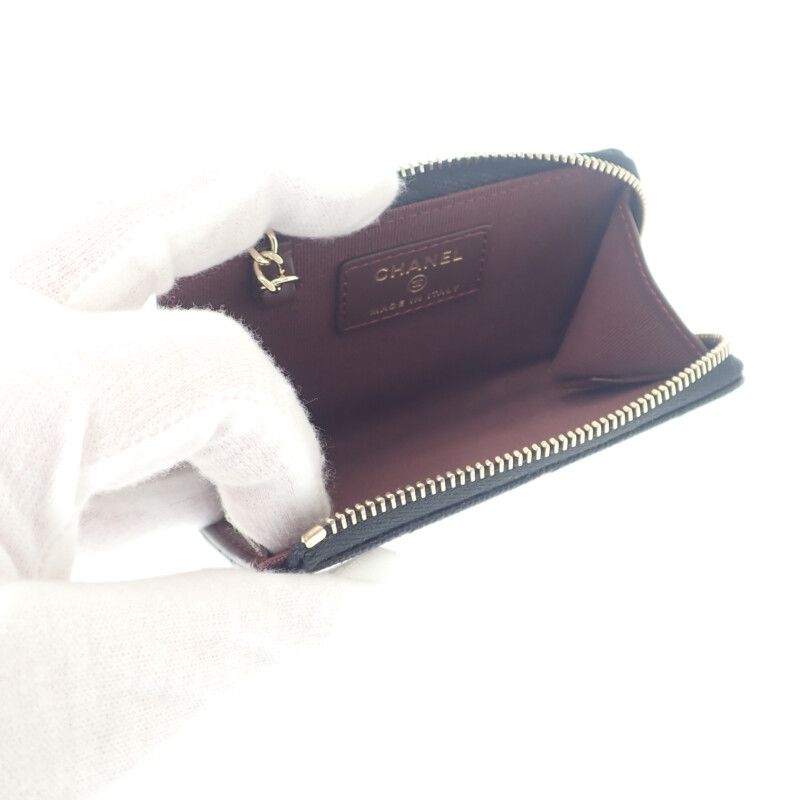 Chanel Key Ring Ap0221 B10583 Coin Case Caviar Skin Black Gold Hardware Ladies