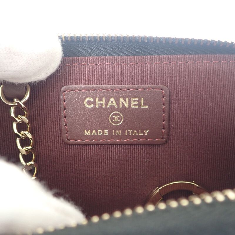 Chanel Key Ring Ap0221 B10583 Coin Case Caviar Skin Black Gold Hardware Ladies