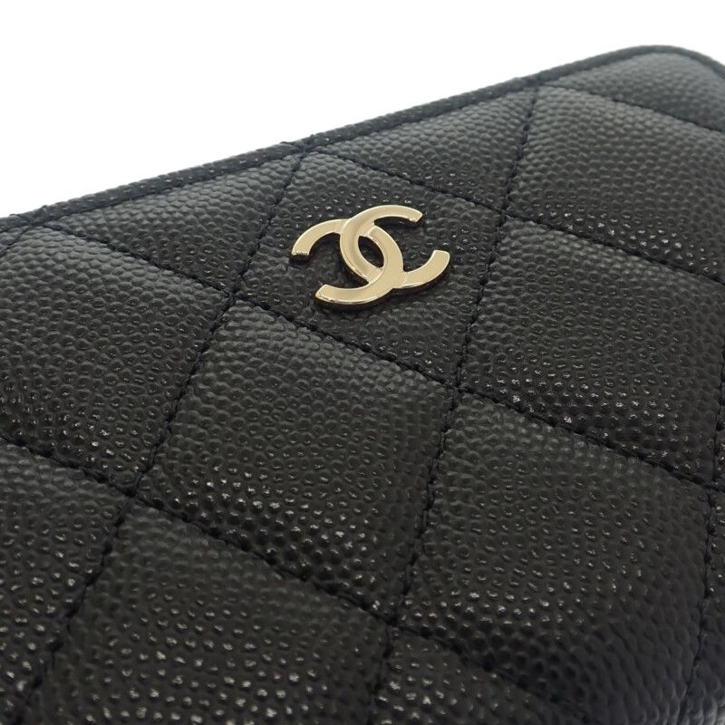Chanel Key Ring Ap0221 B10583 Coin Case Caviar Skin Black Gold Hardware Ladies