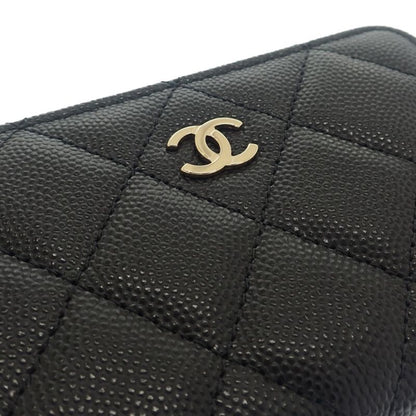 Chanel Key Ring Ap0221 B10583 Coin Case Caviar Skin Black Gold Hardware Ladies