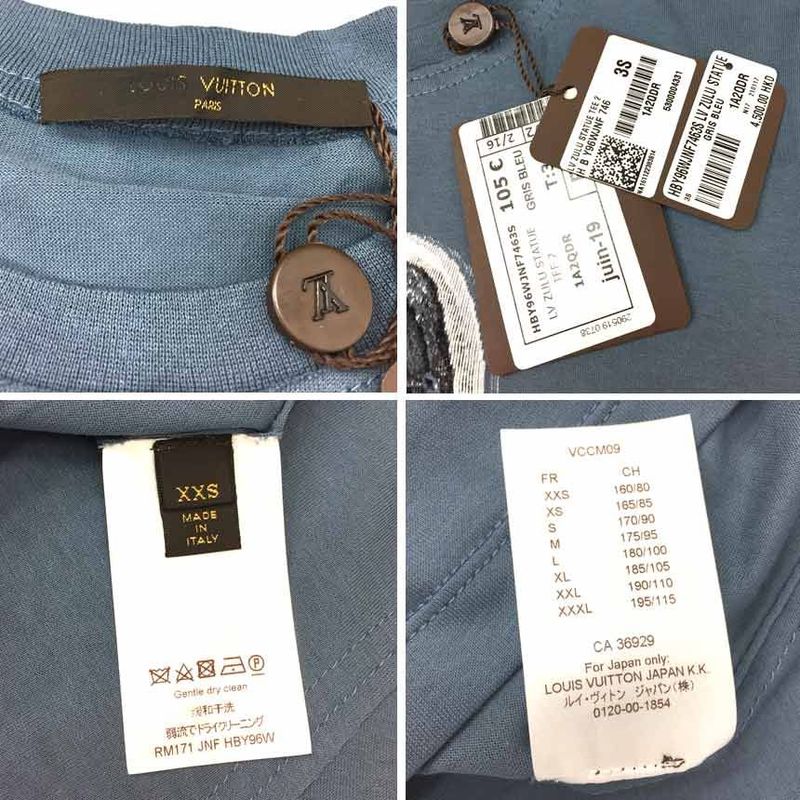 Louis Vuitton Chapman Zulu Statue Crew Neck T-shirt Short Sleeves XXS Cotton