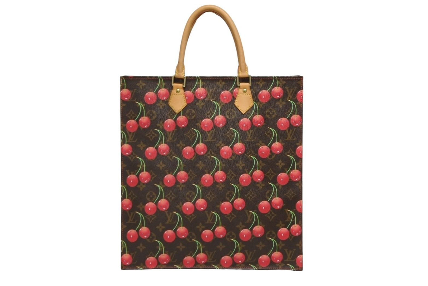 Louis Vuitton Monogram Cherry Sac Plat Tote Bag Brown Takashi Murakami Summer