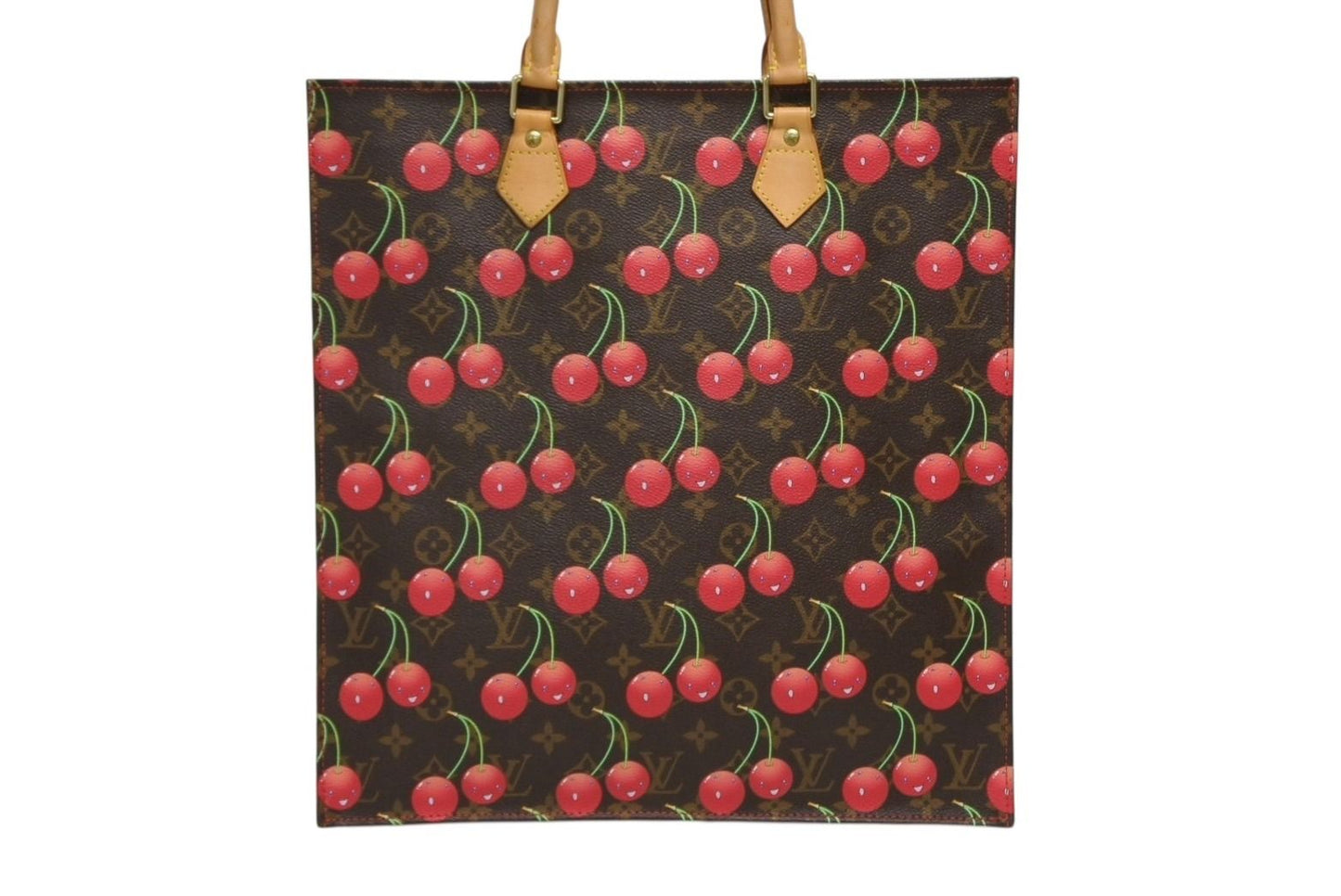 Louis Vuitton Monogram Cherry Sac Plat Tote Bag Brown Takashi Murakami Summer — view 3