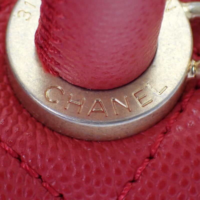 Chanel Coco Handle XS A92990 Shoulder Bag Handbag Caviar Skin Red Gold Hardware