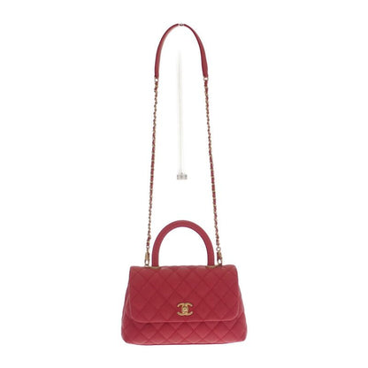 Chanel Coco Handle XS A92990 Shoulder Bag Handbag Caviar Skin Red Gold Hardware