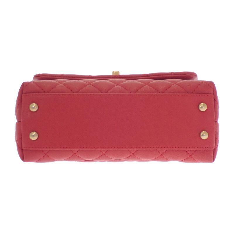 Chanel Coco Handle XS A92990 Shoulder Bag Handbag Caviar Skin Red Gold Hardware