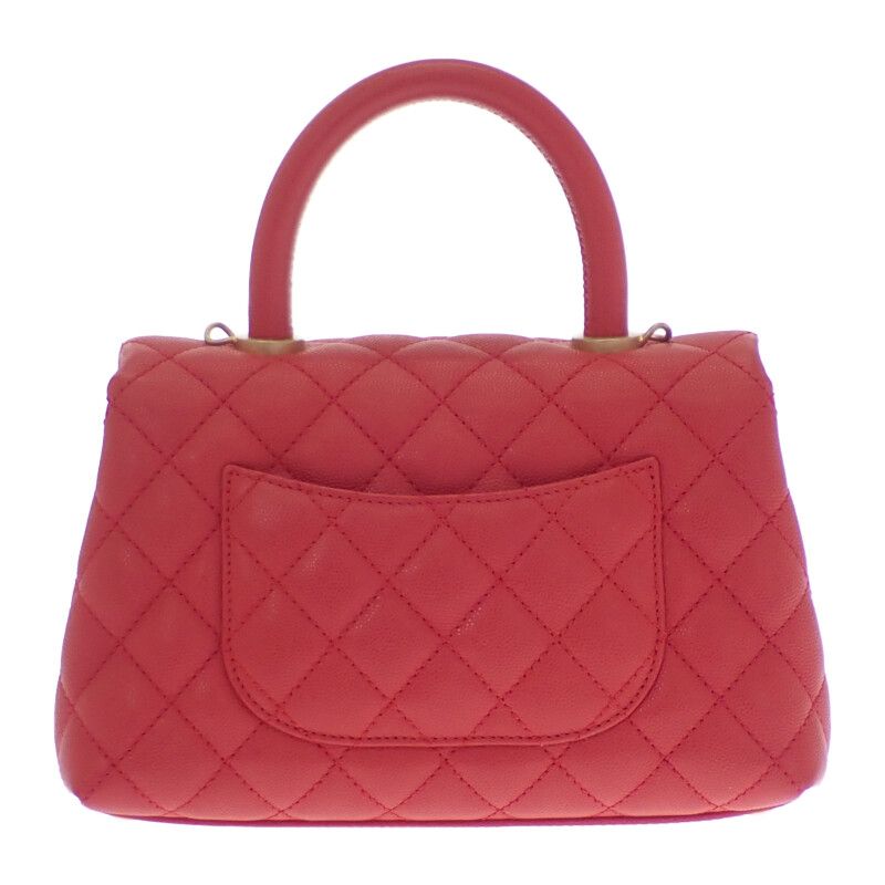 Chanel Coco Handle XS A92990 Shoulder Bag Handbag Caviar Skin Red Gold Hardware