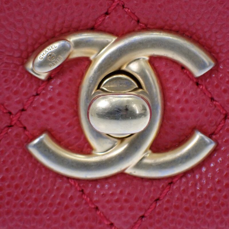 Chanel Coco Handle XS A92990 Shoulder Bag Handbag Caviar Skin Red Gold Hardware