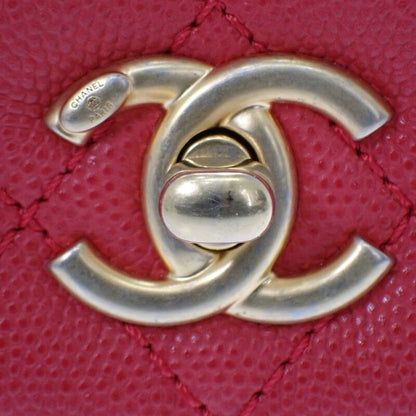 Chanel Coco Handle XS A92990 Shoulder Bag Handbag Caviar Skin Red Gold Hardware