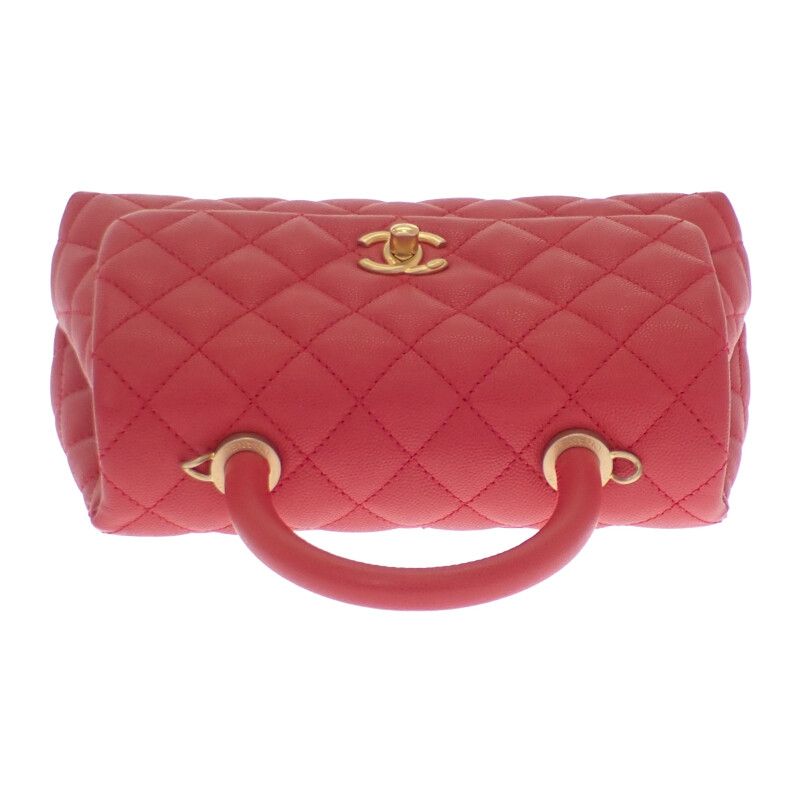 Chanel Coco Handle XS A92990 Shoulder Bag Handbag Caviar Skin Red Gold Hardware