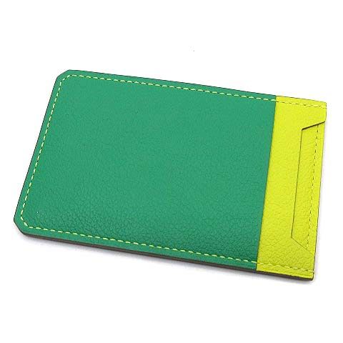 Hermes City 4CC Card Case Evercolor Colorblock Blue Royale Lime Mint U Engraved