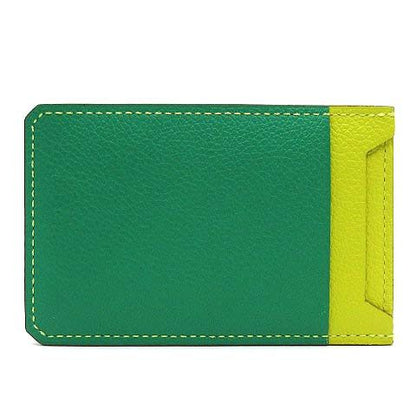 Hermes City 4CC Card Case Evercolor Colorblock Blue Royale Lime Mint U Engraved