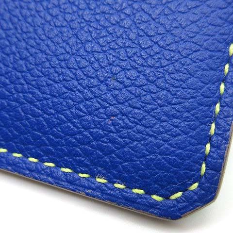 Hermes City 4CC Card Case Evercolor Colorblock Blue Royale Lime Mint U Engraved