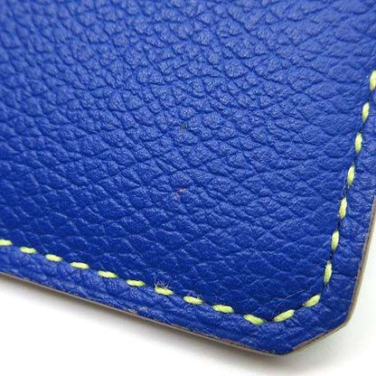 Hermes City 4CC Card Case Evercolor Colorblock Blue Royale Lime Mint U Engraved