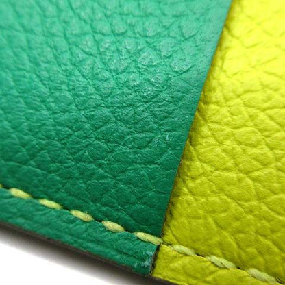 Hermes City 4CC Card Case Evercolor Colorblock Blue Royale Lime Mint U Engraved