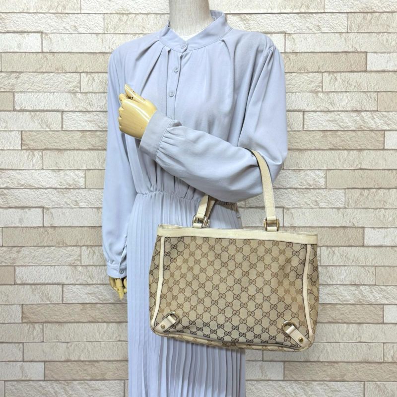 Gucci Abby Tote Bag GG Canvas 170004 Beige Ladies Gucci Preowned Gucci