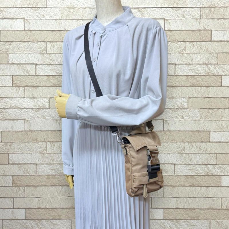 Fendiness Shoulder Bag Nylon 7vz068 Brown Mens Fendi Preowned Fendi