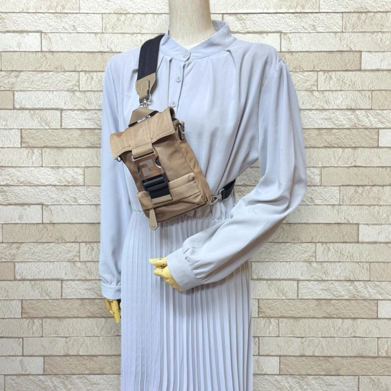 Fendiness Shoulder Bag Nylon 7vz068 Brown Mens Fendi Preowned Fendi