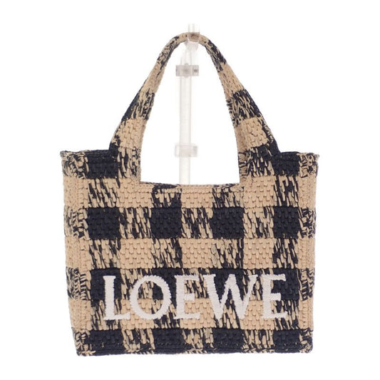Loewe Font Tote Mini Alf1v46x10 Shoulder Bag Raffia Leather Black Natural