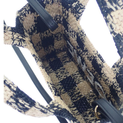 Loewe Font Tote Mini Alf1v46x10 Shoulder Bag Raffia Leather Black Natural