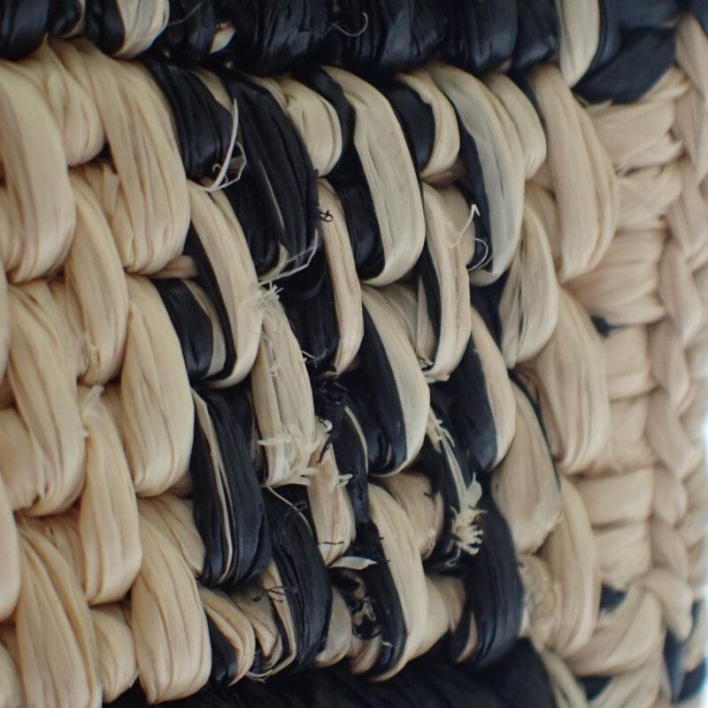 Loewe Font Tote Mini Alf1v46x10 Shoulder Bag Raffia Leather Black Natural