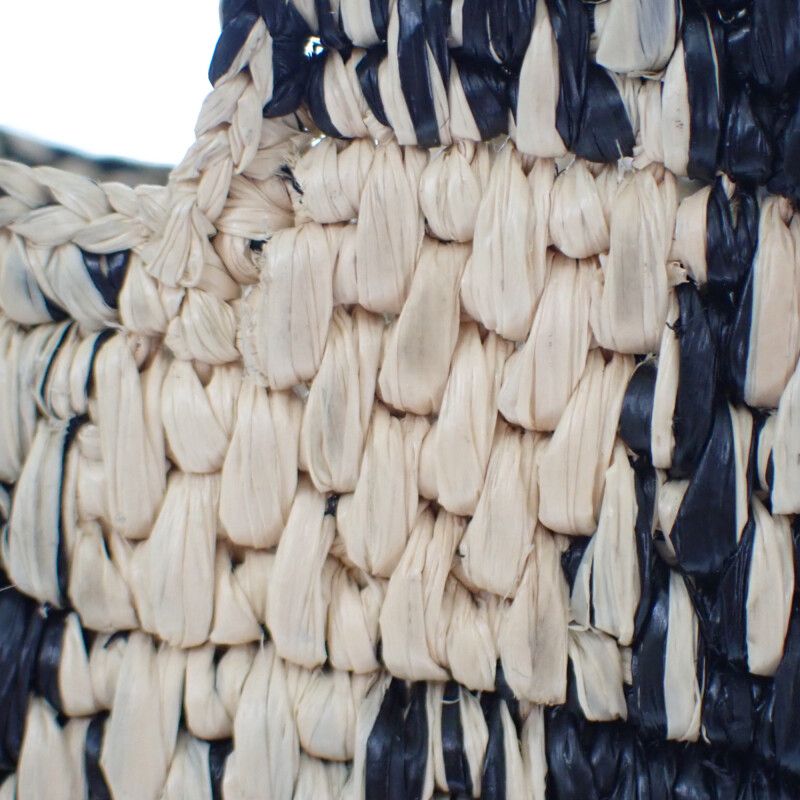 Loewe Font Tote Mini Alf1v46x10 Shoulder Bag Raffia Leather Black Natural