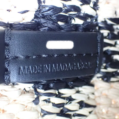 Loewe Font Tote Mini Alf1v46x10 Shoulder Bag Raffia Leather Black Natural