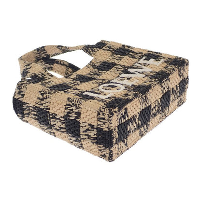 Loewe Font Tote Mini Alf1v46x10 Shoulder Bag Raffia Leather Black Natural