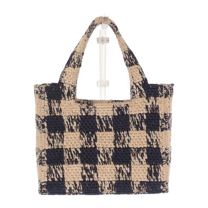 Loewe Font Tote Mini Alf1v46x10 Shoulder Bag Raffia Leather Black Natural