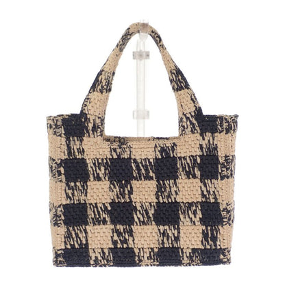 Loewe Font Tote Mini Alf1v46x10 Shoulder Bag Raffia Leather Black Natural