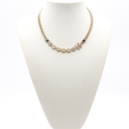 Chanel Necklace Pendant Choker Gold Coco Mark Logo Rhinestone